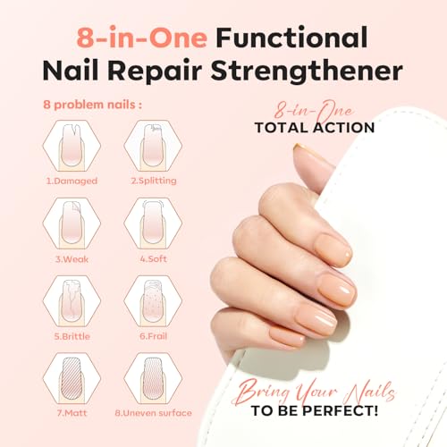 Modelones Nail Strengthener & Growth Polish - Natural Nude 15ml
