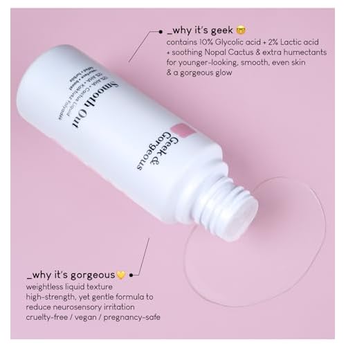 Geek & Gorgeous ? Smooth Out ? 12% AHA Exfoliating Liquid with Glycolic & Lactic Acid ? For Smoother, Refined-Looking Skin ? With Nopal Cactus Extract ? 3.38 oz