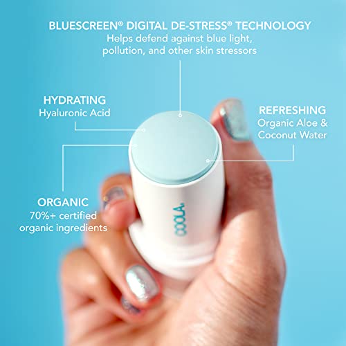 COOLA Organic Refreshing Water Stick Face Moisturizer with SPF 50, Dermatologist Tested Face Sunscreen with Plant-Derived BlueScreen Digital De-Stress Technology, 0.8 Oz