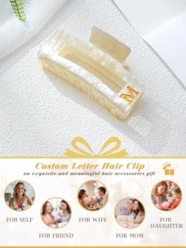 Personalized Initial Hair Claw Clip - 4 inch Large Acrylic Clip