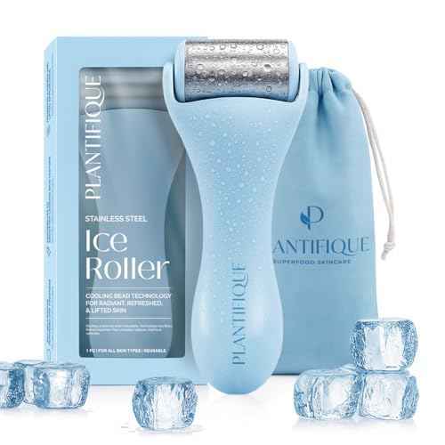 PLANTIFIQUE Facial Ice Roller - Puffiness Cryotherapy Skin Care Massage Tool - Stainless Steel Roller for Men & Women - Metal Massager for Face, Eyes and Body