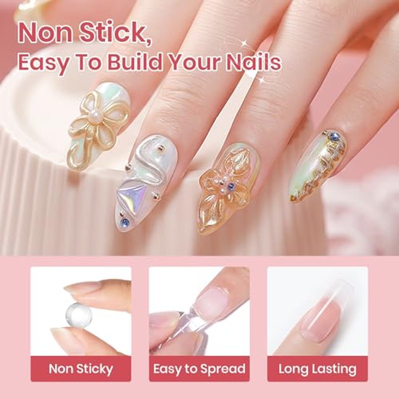 3D Solid Builder Gel Kit - Clear & White Nail Extensions