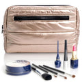 Citi Collective Premium Cosmetic Bag for Women| Makeup Travel Bag, Toiletry Bags for Women| Large Capacity Storage Waterproof Cosmetic Bag for Business, Vacation, or Weekend Traveling (Gold)