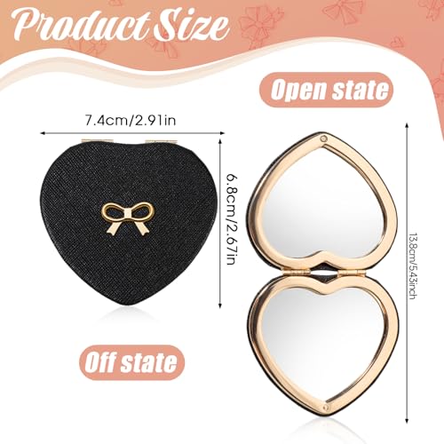 Heart Shaped Compact Mirror - Portable PU Leather Makeup Mirror