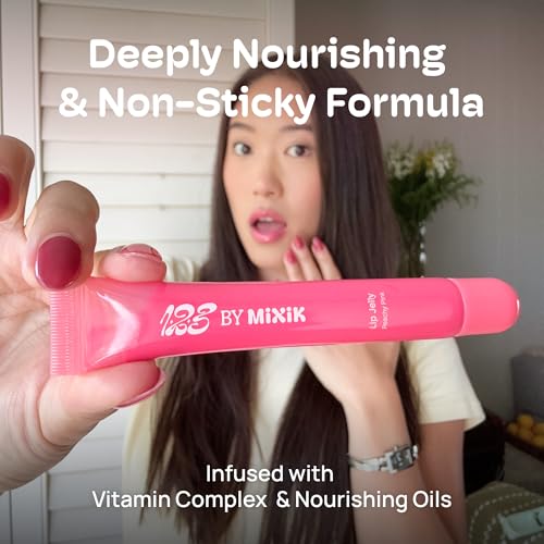 MIXIK Jelly Lip Gloss with Vitamin E & Nourishing Oils, Non-Sticky Hydrating