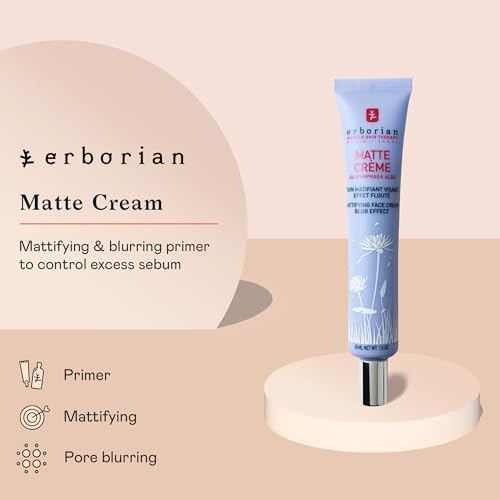 Erborian Matte Face Cream - Mattifying & Blurring Primer for Excess Sebum - Multi-Purpose Facial Primer Blurs the Appearance of Pores for a Natural Powdery Finish1.5 Oz