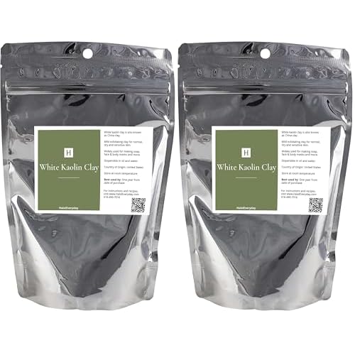 HalalEveryDay White Kaolin Clay Powder 2 lb Cosmetic Grade 100% Natural DIY Facial & Body Mask Gentle Cleanser & Exfoliant for All Skin Types Great for Soap Making & Bath Bombs (Pack of 2)