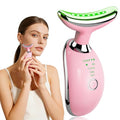 Pink Face and Neck Massager with Smart Vibration, Red Light & EMS Modes - Mdewirt
