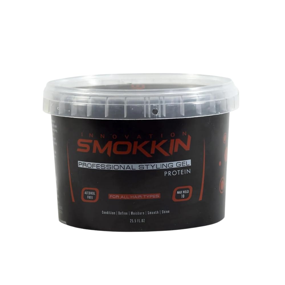 INNOVATION SMOKKIN Pro Edge Hair Styling Gel - Free Alcohol - Soothes Silky & Shiny Perfect for Hair Type Hair Gel with Protein Extract Hold & Nourishment, 25.3 FL Oz