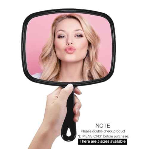 PROTECLE Hand Mirror, 12.4" L x 9" W Salon Barber Hairdressing Handheld Mirror with Handle, Square Black