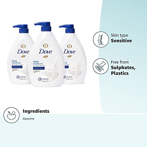 Dove Body Wash with Pump with Skin Natural Nourishers for Instantly Soft Skin and Lasting Nourishment Deep Moisture Cleanser That Effectively Washes Away Bacteria While Nourishing Your Skin 34 oz 3 Count