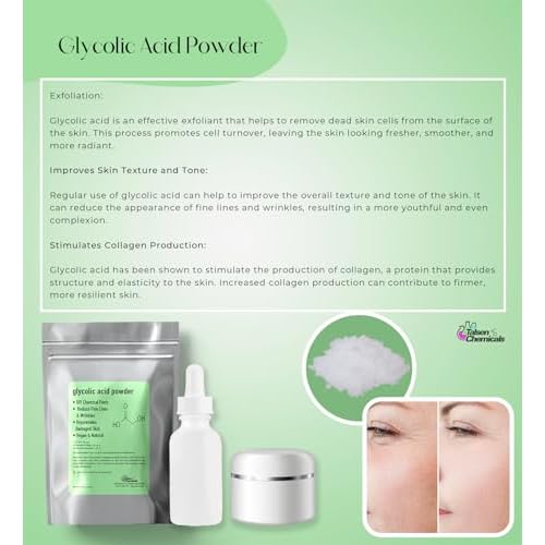 Glycolic Acid Powder (2 Oz/56 Grams) DIY Glycolic Crystal Powder is Pure, DIY Glycolic Acid Peels, Lotion and Serum by Talsen Chemcials