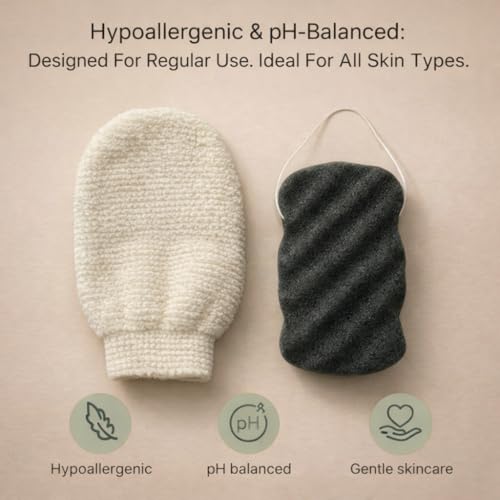 Korean Exfoliating Hemp Glove & Konjac Sponge Set