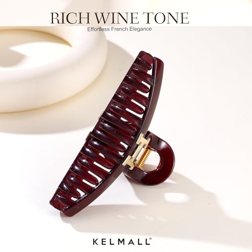 KELMALL Oversized Hair Claw Clip 5 Inch Glossy PC with Metal Accent for Thick & Thin Hair