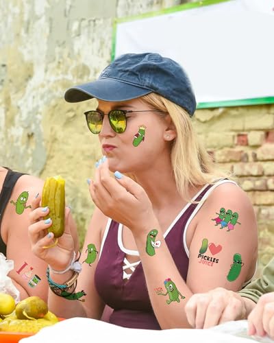 138Pc Funny Pickle Temporary Tattoos for Parties
