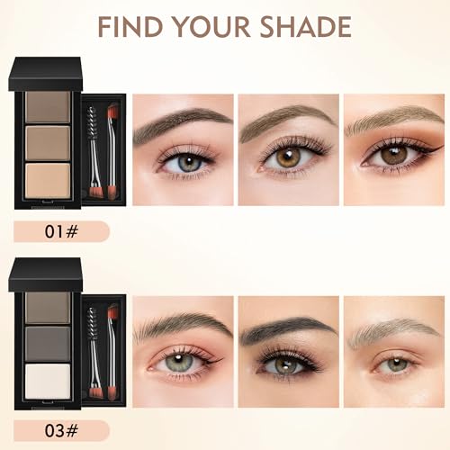 3-Color Eyebrow Powder Kit with Mirror & Brush