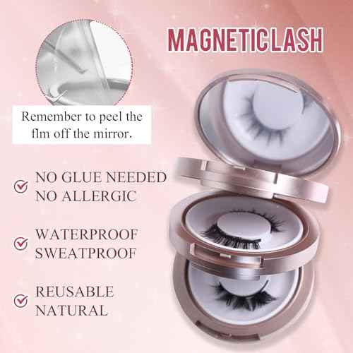 Magnetic Eyelashes Natural Look, Eyelashes with Applicator, Natural Look, Reusable Glue-free False Eyelashes Series (Nature Series(EA10+EM10))
