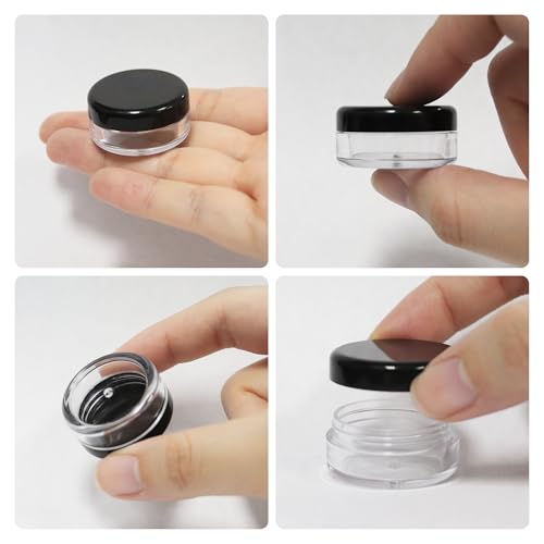 Beauticom 5G/5ML Round Clear Jars with Black Lids for Beads, Gems, Glitter, Charms, Small Arts and Crafts Items (Quantity: 200pcs)