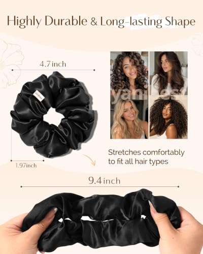 Yanibest Satin Scrunchies 8-Pack - Silk-Feel Ponytail Holders