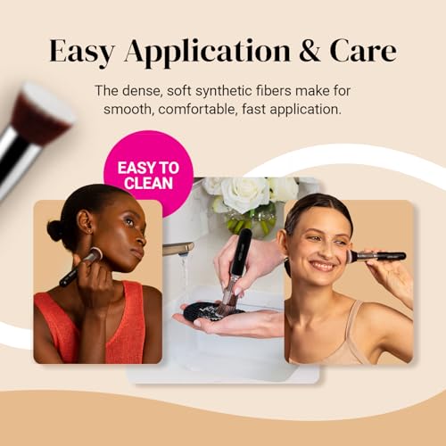 Flat Top Kabuki Foundation Brush - Premium Makeup Buffing Brush