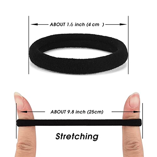 iFwevs 50PCS Black Cotton Seamless Ponytail Holders for Thick & Curly Hair - No Damage Elastics, Hair Bands for Women & Men - Variation: A-black