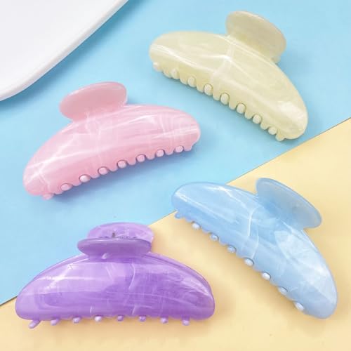 4PCS Large Marble Hair Clips - Non-Slip Claw Clips for Women