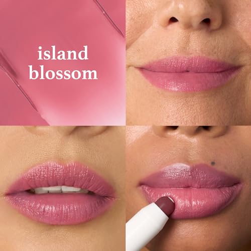 The Perfect Pair 2pc Set: Julep It's Balm Tinted Lip Balm Island Blossom and With a Trace Retractable Creamy Long-Lasting Lip Liner, Antique Rose