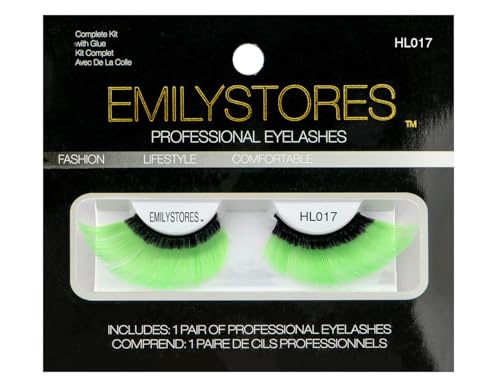 Black & Neon Green False Eyelashes – Halloween Costume Lashes