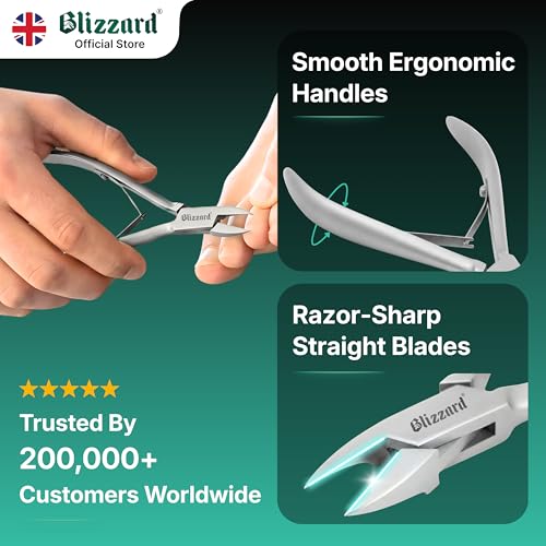 Ingrown Nail Clippers for Men with Ingrown Toenails ? Blizzard Podiatrist Toenail Clipper Set German Forged (13cm - Straight Head - Smooth)