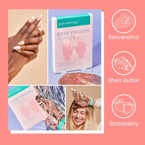 Patchology Rosé Fingers Renewing Hand Mask Gloves for Dry Hands (1 Pack)