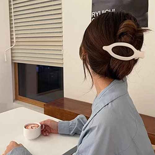 Flat Hair Clips for Thick and Thin Hair - Matte Large Alligator Clips, Duck Billed Barrettes, Neutral Hair Claw Clips for Women, 3Pcs