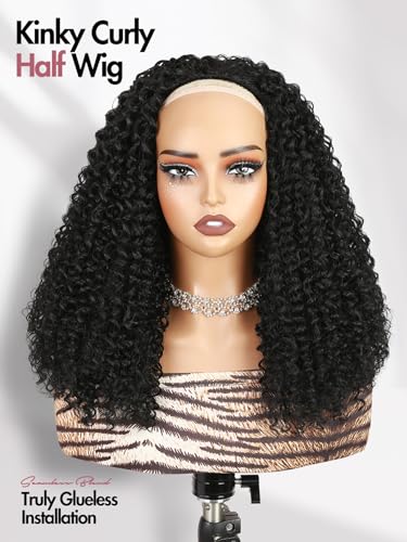 16-Inch Curly Half Wig Water Wave for Black Women - Glueless & Versatile