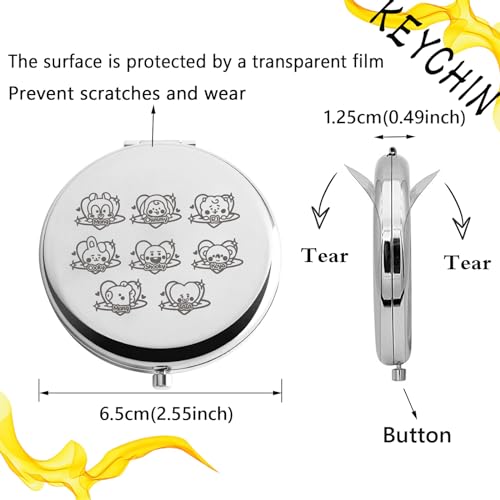 KEYCHIN K-Pop Boys Pocket Mirror Korean Group Fans Gifts Korean Bangtan Compact Makeup Mirror for K-Pop Fans (BT Mang-S)
