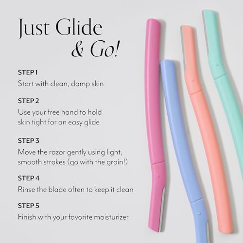 Bliss Stainless Steel Disposable Dermaplaning Tools | Facial Exfoliator and Eyebrow Razor to Dermaplane Peach Fuzz - 8 pack
