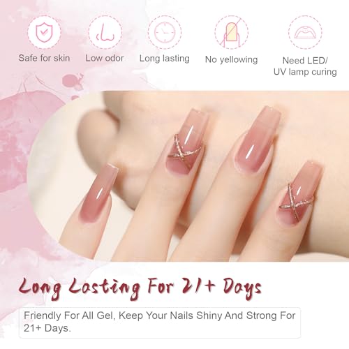 JODSONE No Wipe Top Coat and Base Coat Set - High Shine Gel Polish Duo