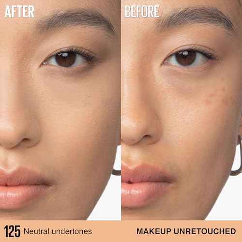 Maybelline Super Stay Lumi-Matte Foundation, Lightweight and Buildable Full Coverage Foundation Makeup For Up To 30HR Wear, 125, 1 Count