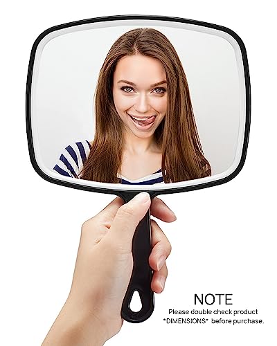 OMIRO Hand Mirror 10.3 x 7.4 Inches Black Handheld Mirror with Handle
