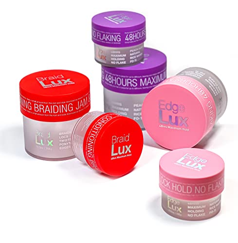 Lux Collection Edge Lux Edge Control Wax 48 Hour Maximum Hold No Flaking Natural Ingredients Scented Conditioning Styling Hair Gel Tamer (3.53 Ounce (Pack of 1), Vitamin-C)