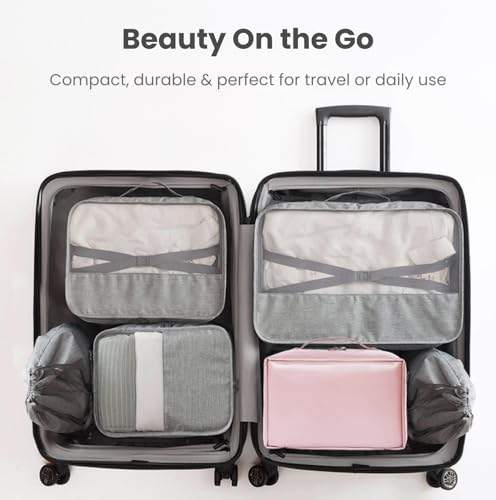 Large Capacity Travel Makeup Bag - 180° Flat Open Cosmetic Organizer