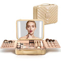 Makeup Travel Case with LED Lighted Mirror - Gold