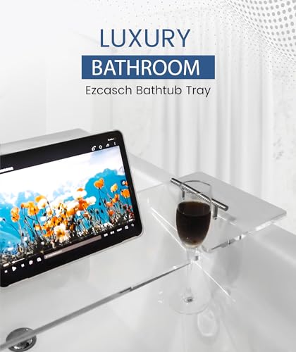Acrylic Bathtub Tray with Wine Glass & Book Holder - 31.5"