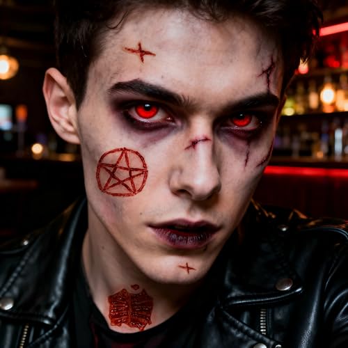 Horror Temporary Tattoo Stickers - Zombie Scars & Blood (10-Pack)