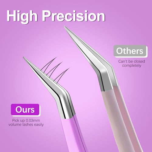 MORGLES Straight&Curved Lash Tweezers for Eyelash Extensions, 5pcs Eyelash Tweezers for False Lashes, Precision Tweezers for Crafting Lash Applicator Tool for Girls Women Beginners