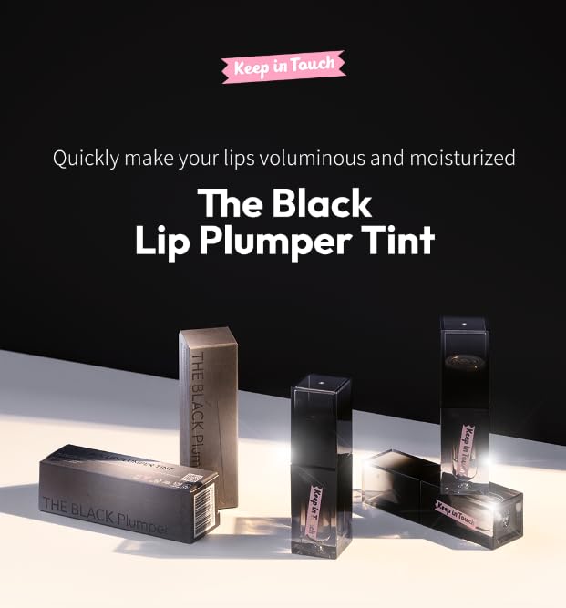 KEEPINTOUCH The Black Plumper | Jelly Plumper Tint | Non-Sticky, Long-Lasting Lip Gloss | Vegan and Cruelty-Free Korean Lip Tint (The Black Pumper)