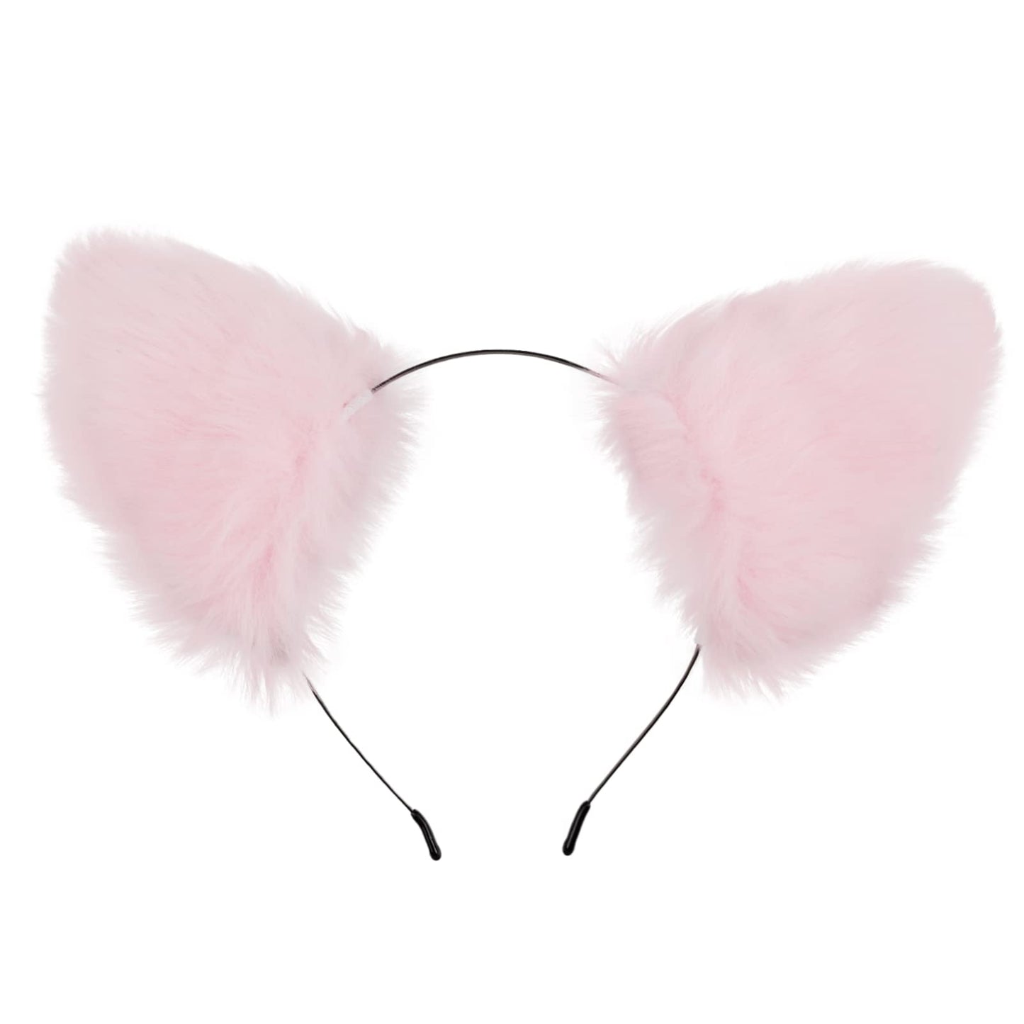 BAOBAO Women Girl Cat Fox Long Fur Ears Headband Party Cosplay Costume Hairband (Pink #2)