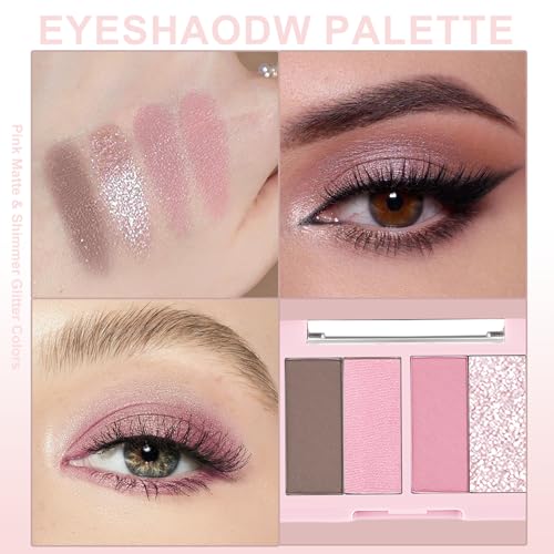 Makeup Kit: Brown Lip Liner, Pink Eyeshadow & Cream Blush Set