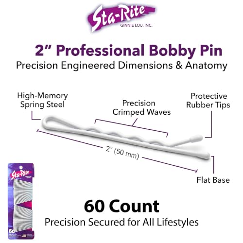 White Bobby Pins Pack of 60 - Discreet Hair Styling Accessories for Updos & Bridal