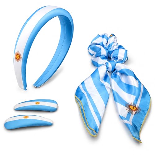 Argentina Flag Women 4-Piece Hair Accessory Set - Patriotic Hair Clips & Headbands