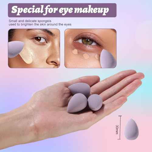 Makeup Sponge Set BS-MALL Triangle Puff 14 Pcs for Liquid, Cream, and Powder, Multi-colored Makeup Sponges and Mini Sponge with Case (A-Purple)