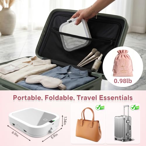 10X Magnifying Travel Makeup Mirror with Lights, Rechargeable
